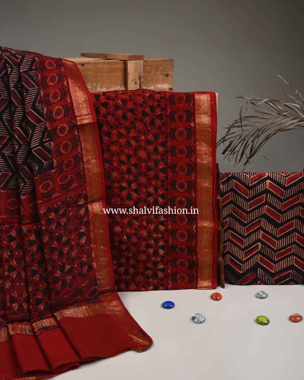 Shop ajrak print maheshwari silk suits online shopping (MSL496)