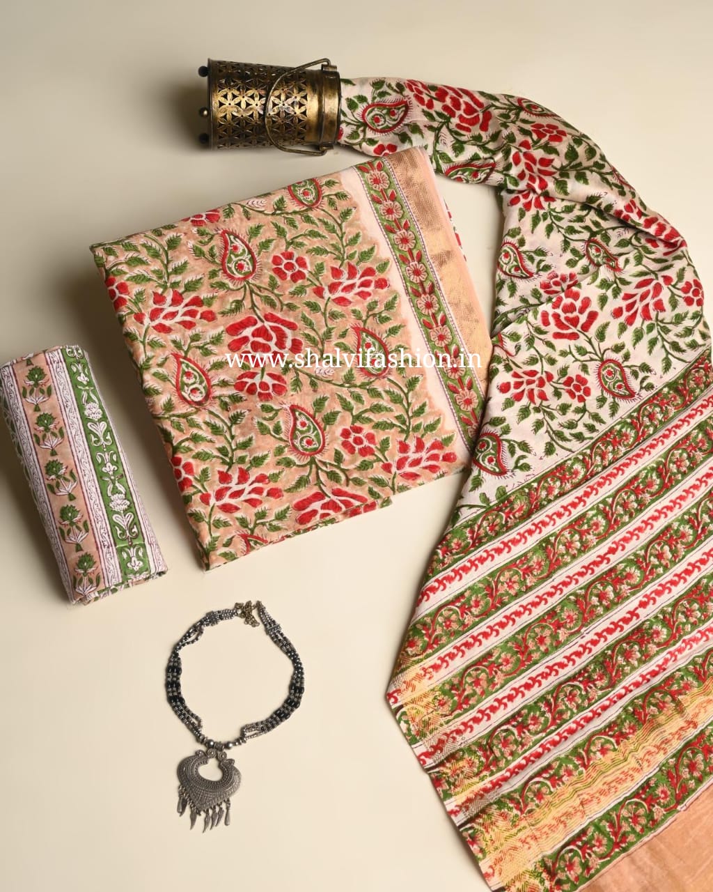 Shop block printed maheshwari silk suits online (MSL543)