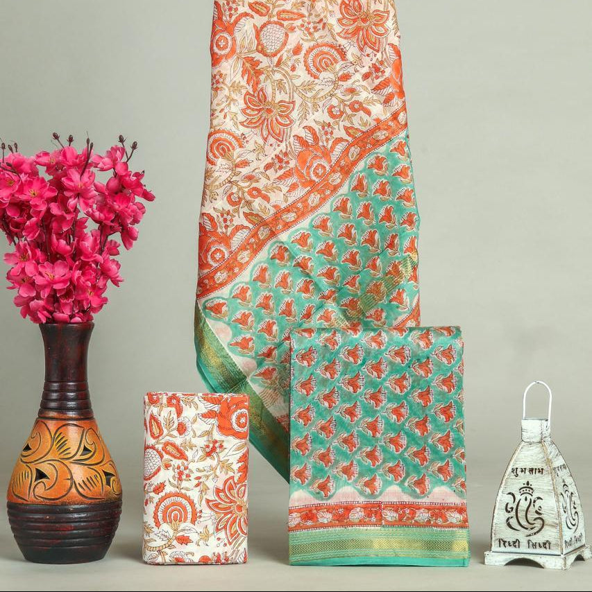 Shop jaipuri block print maheshwari silk suits online (MSL555)