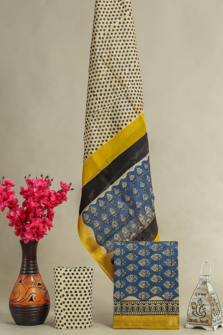 Shop hand block printed maheshwari silk suits online (MSL562)