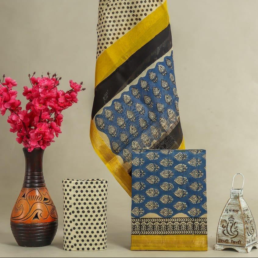 Shop hand block printed maheshwari silk suits online (MSL562)