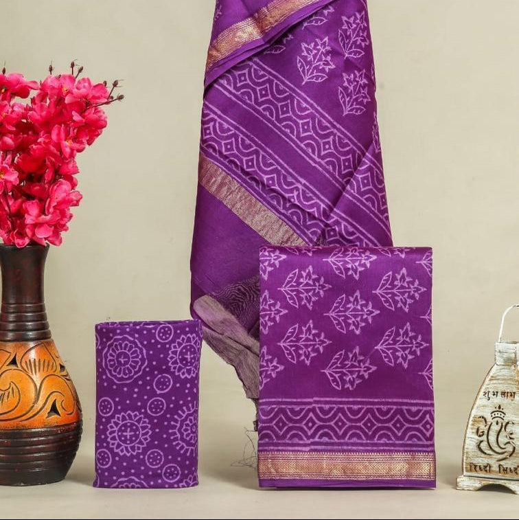 Shop block printed maheshwari silk suits in jaipur (MSL565)