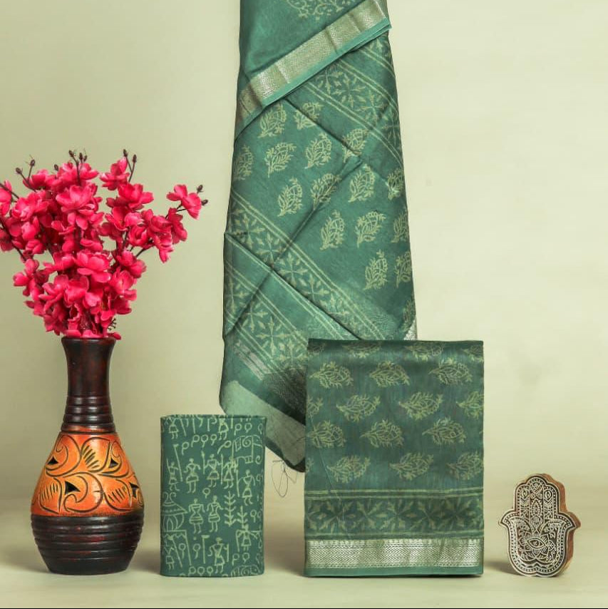 Shop block printed maheshwari silk suits (MSL566)