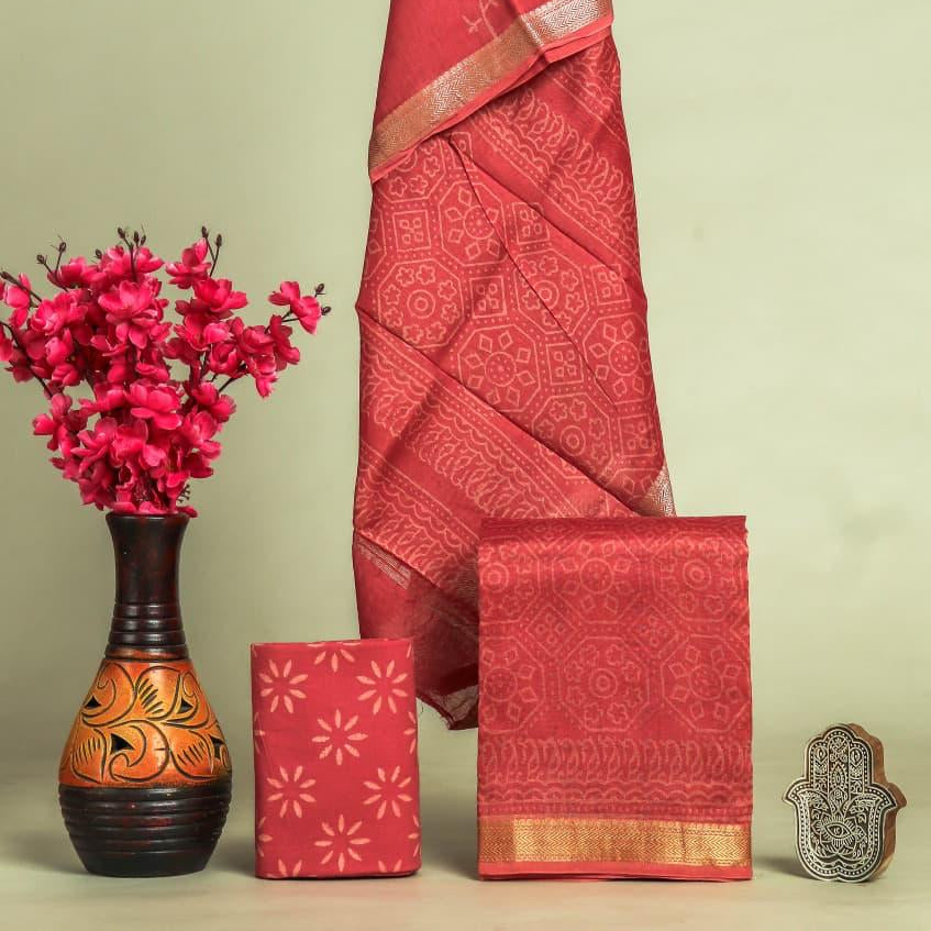 Shop block printed maheshwari silk suits online shopping (MSL571)