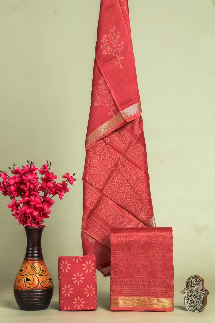 Shop block printed maheshwari silk suits online shopping (MSL571)