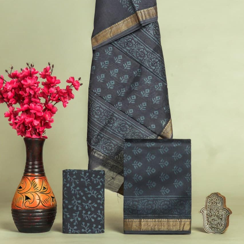 Shop block printed maheshwari silk suits online shopping (MSL573)