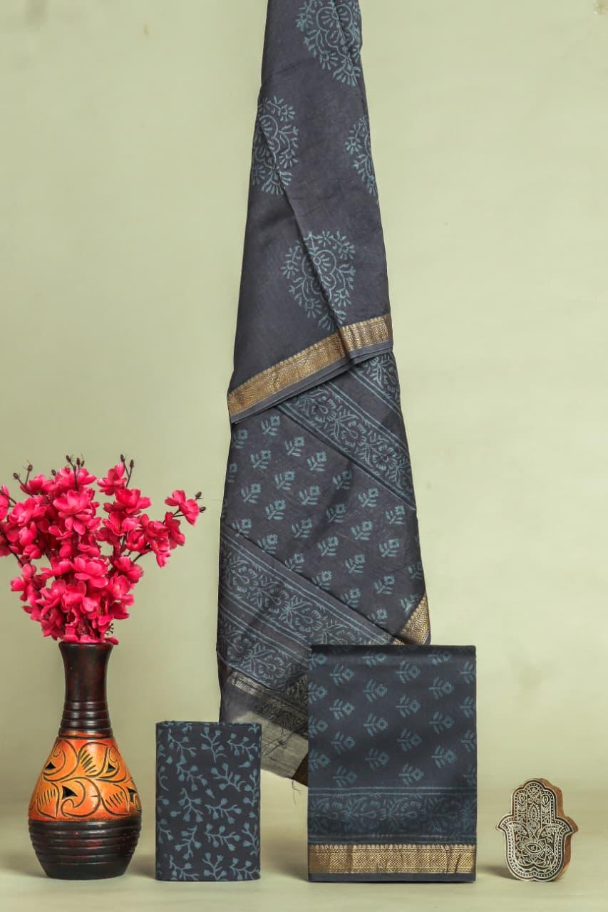 Shop block printed maheshwari silk suits online shopping (MSL573)