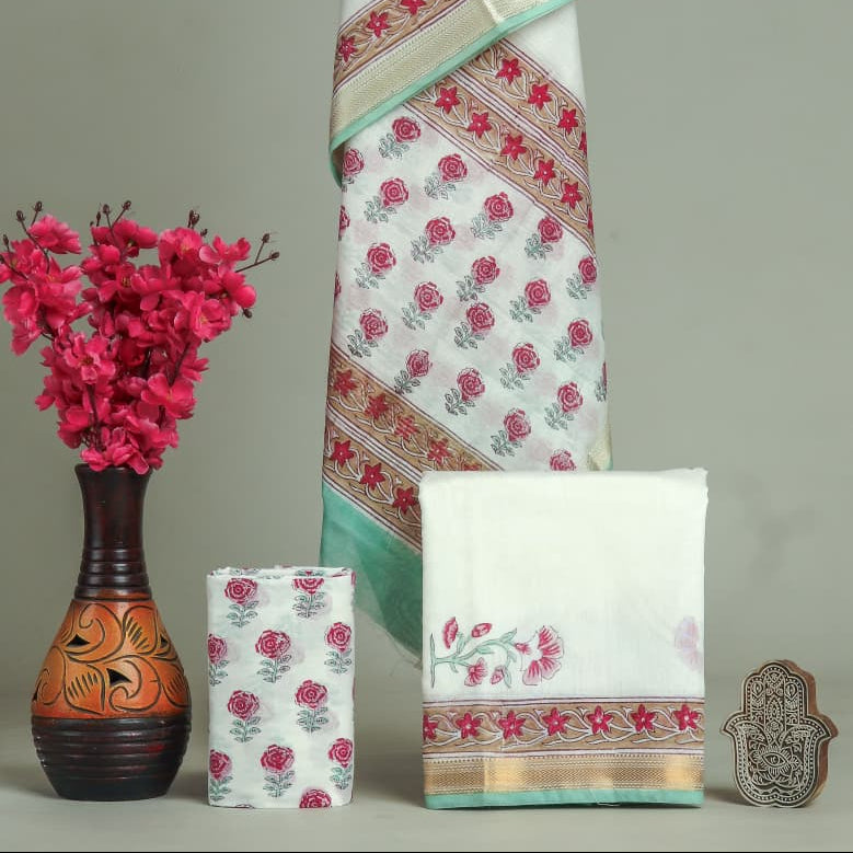 Shop hand block printed maheshwari silk suits online shopping (MSL574)