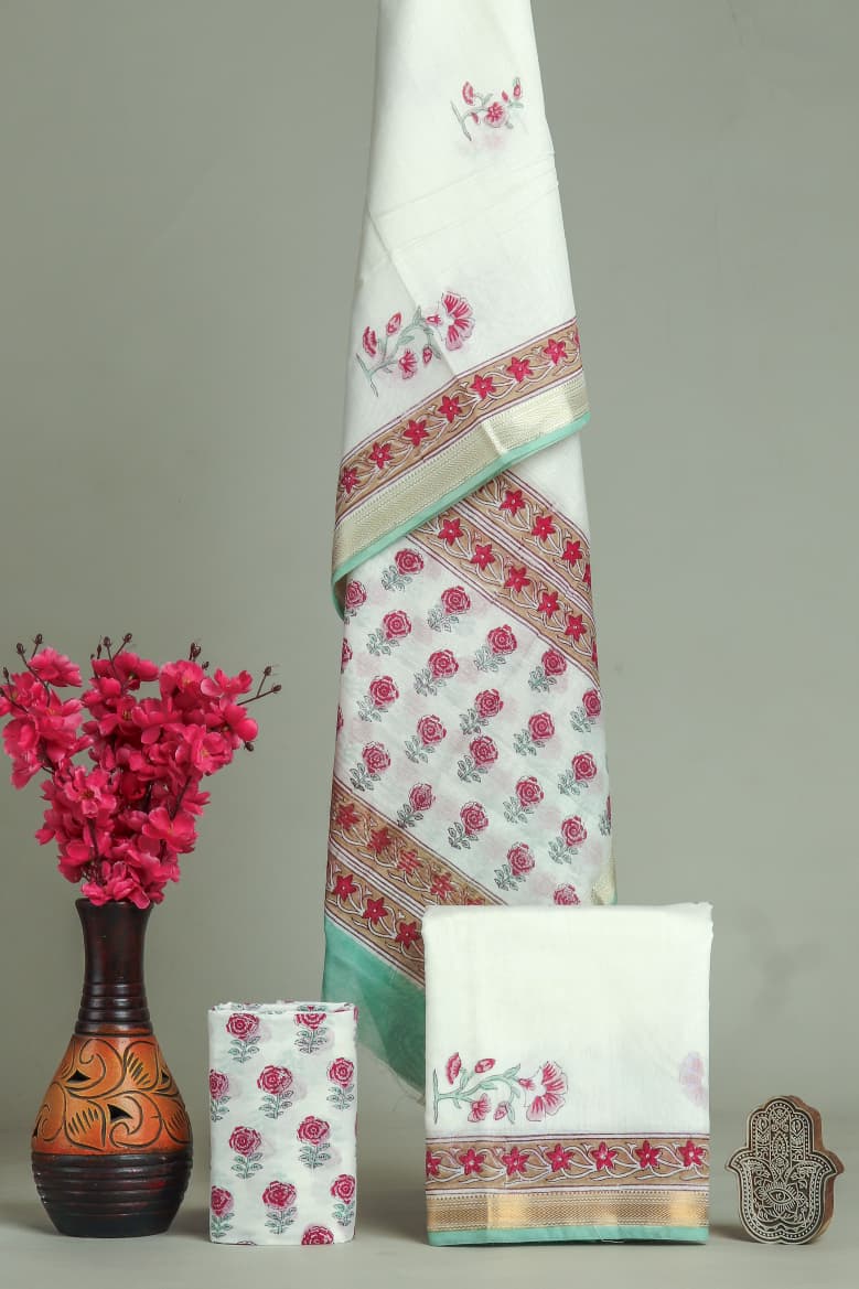 Shop hand block printed maheshwari silk suits online shopping (MSL574)