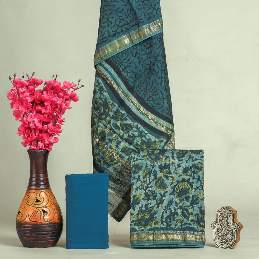 Shop block printed maheshwari silk suits (MSL575)