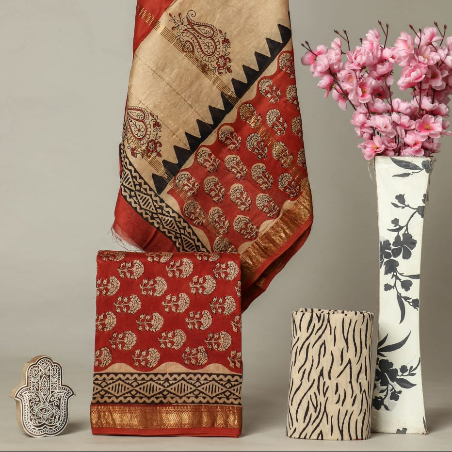 Shop block printed maheshwari silk suits (MSL585)