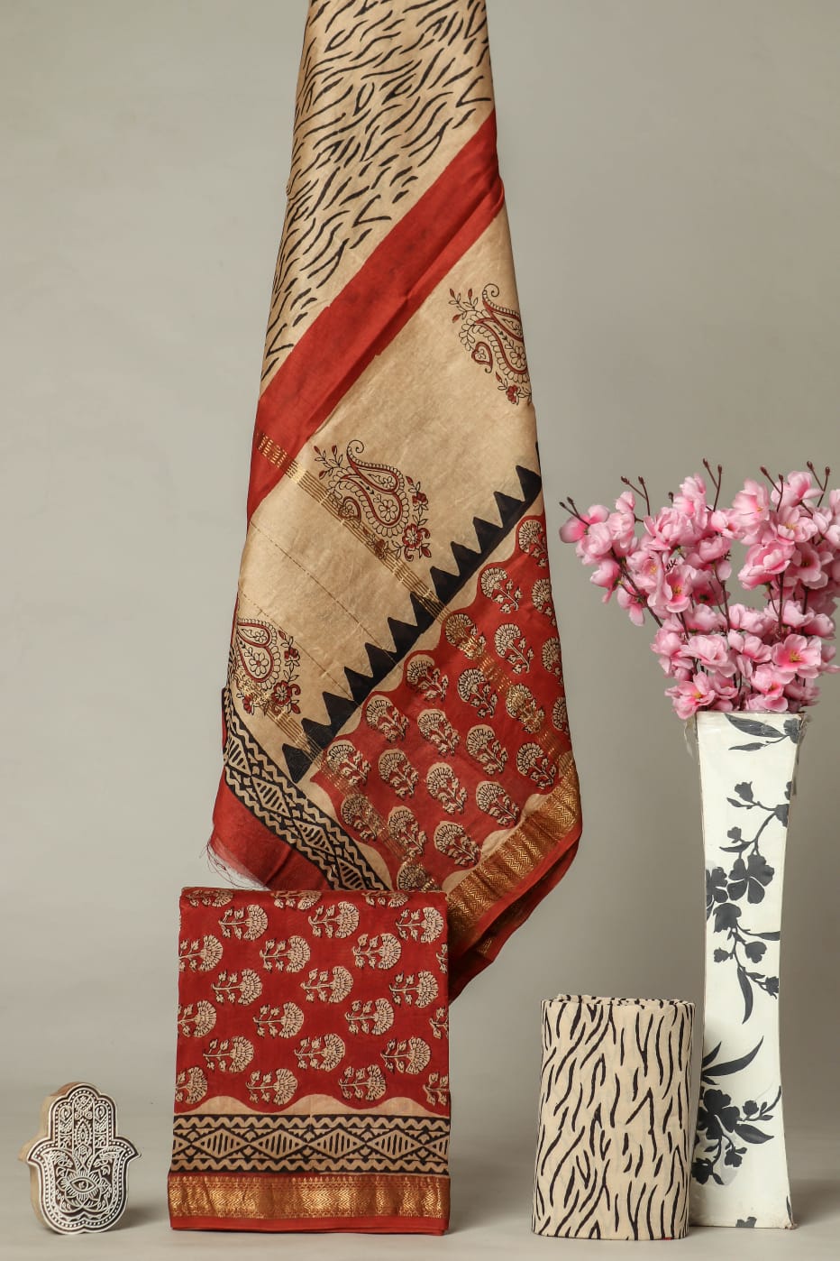 Shop block printed maheshwari silk suits (MSL585)