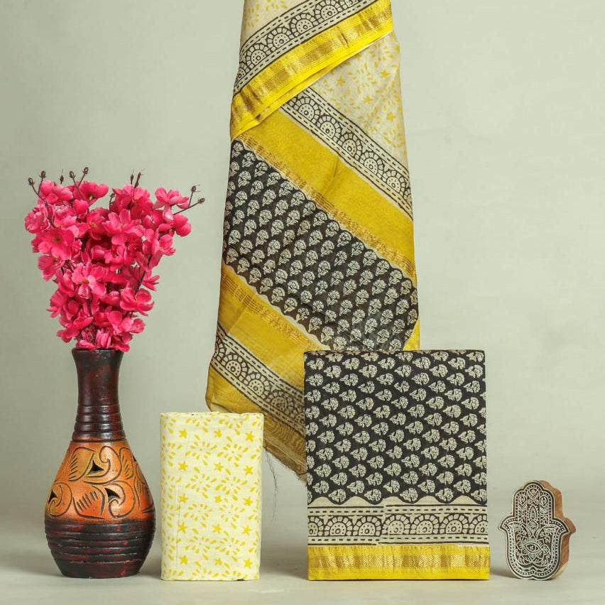 Shop unstitched block print maheshwari silk suits (MSL586)