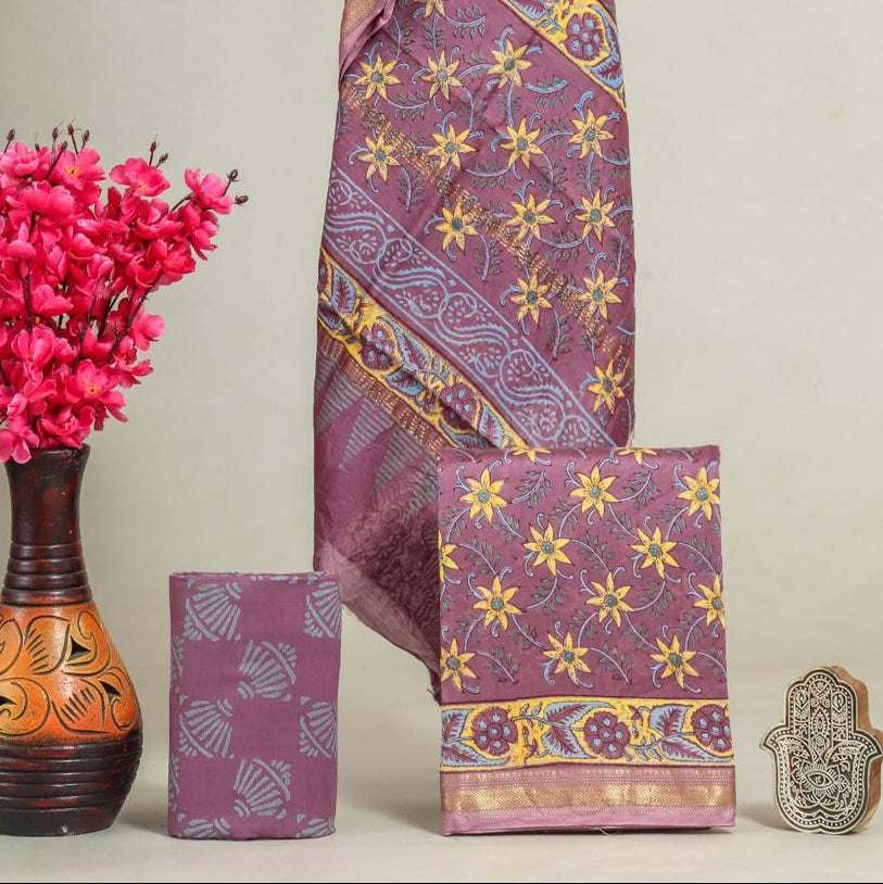 Shop sanganeri block print maheshwari silk suits (MSL593)