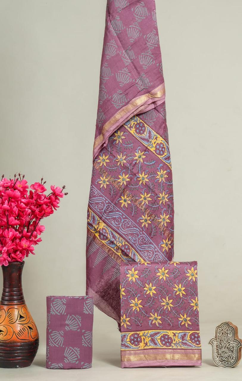 Shop sanganeri block print maheshwari silk suits (MSL593)