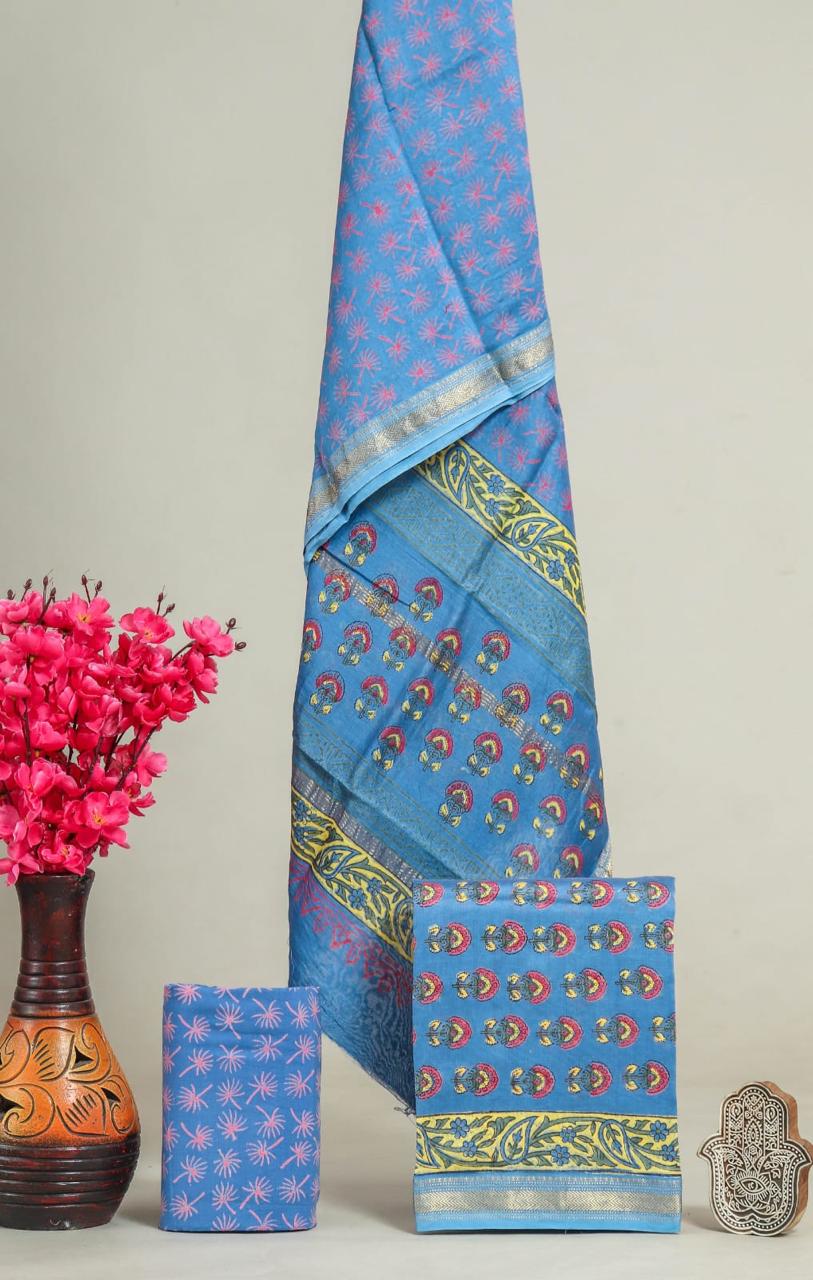 Shop block printed maheshwari silk suits in jaipur (MSL594)