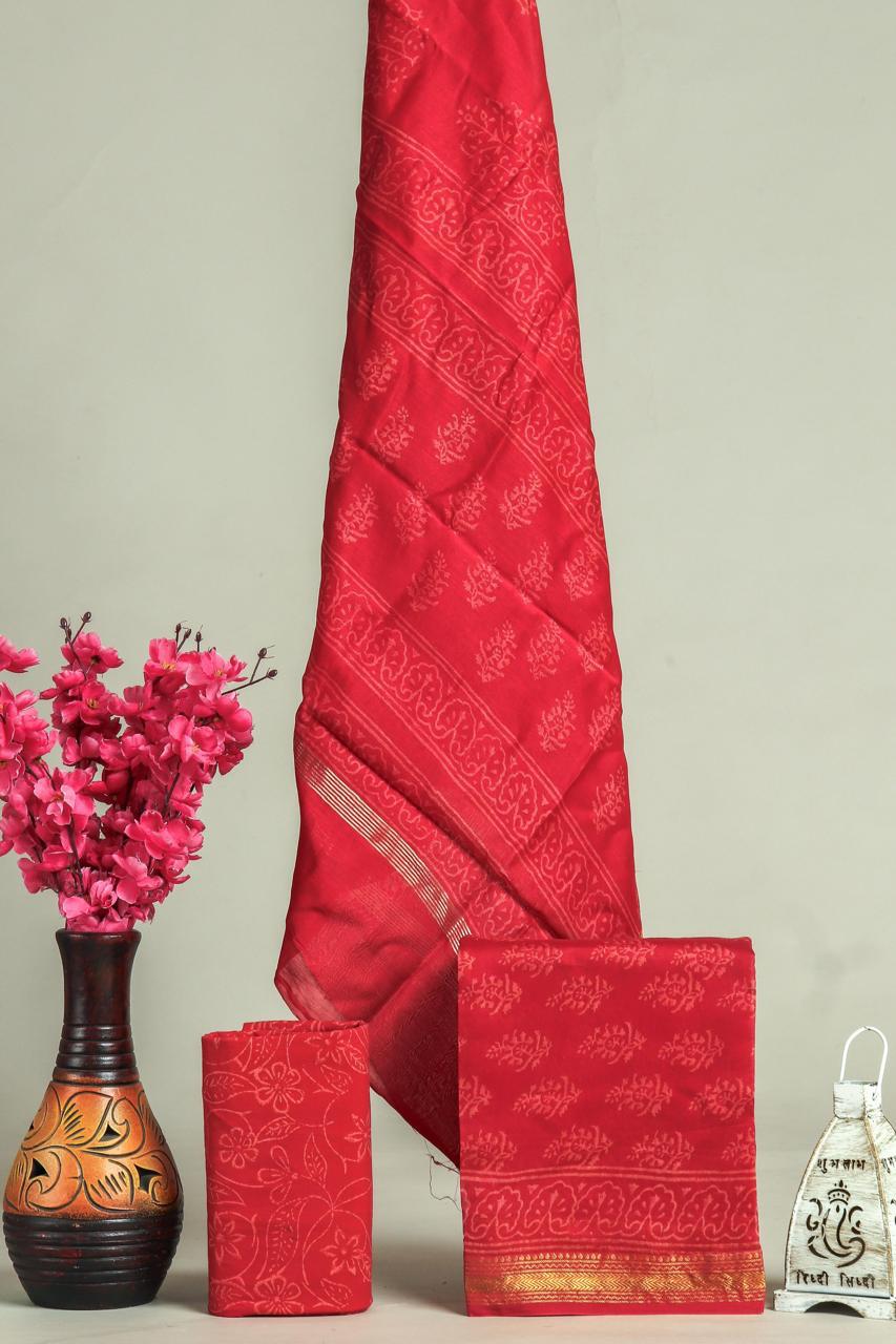 Shop hand block printed maheshwari silk suits online shopping (MSL603)
