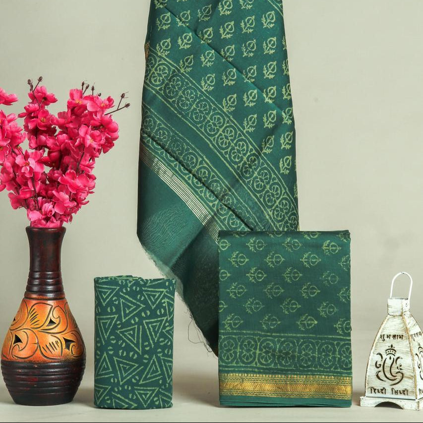 Shop hand block print maheshwari silk suits in jaipur (MSL604)