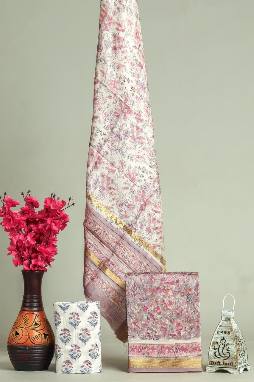 Shop hand block printed maheshwari silk suits online (MSL608)
