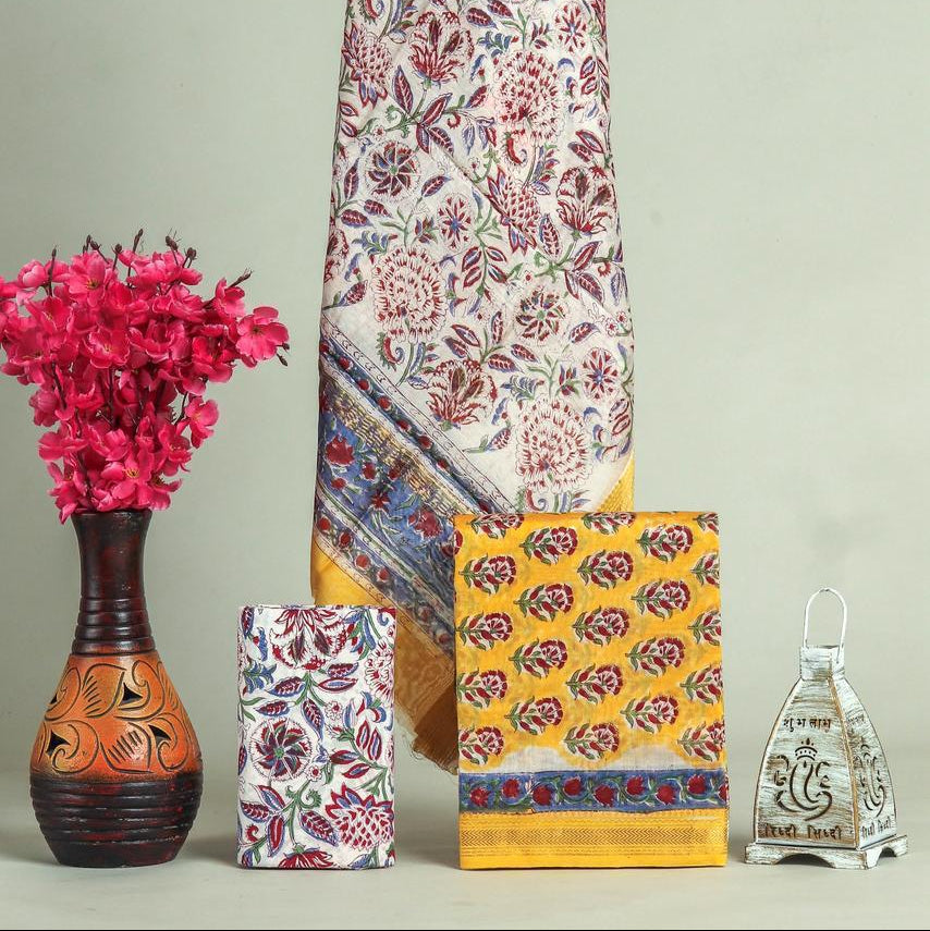 Shop hand block print maheshwari silk suits online shopping (MSL611)