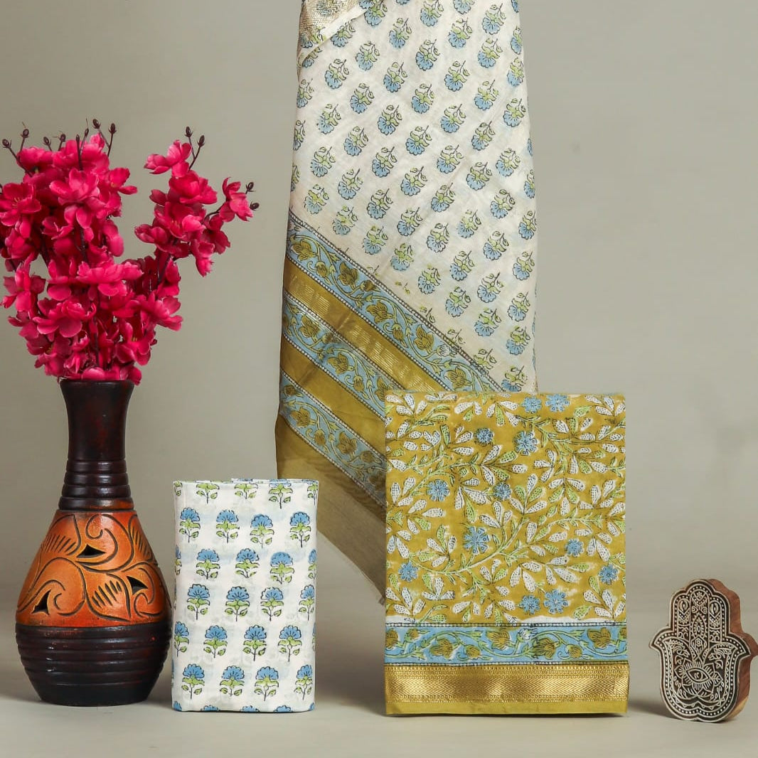 Shop hand block printed maheshwari silk suits online shopping (MSL617)