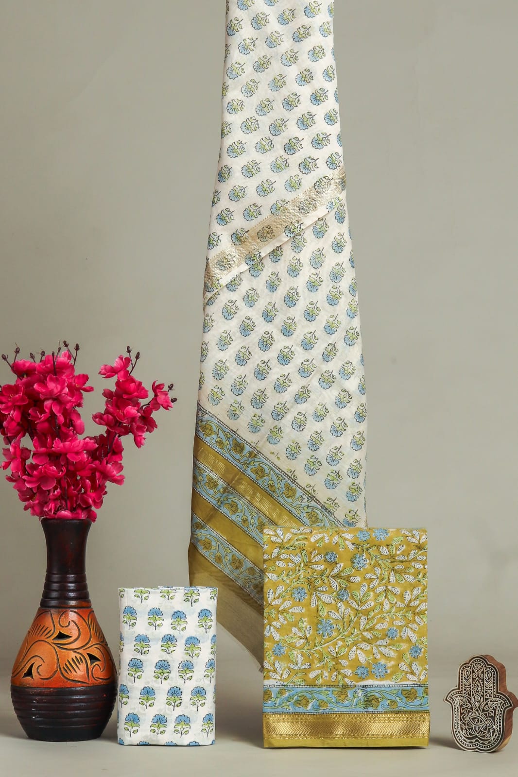 Shop hand block printed maheshwari silk suits online shopping (MSL617)