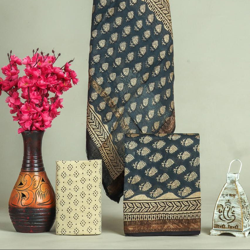 Shop block printed mahehswari silk suits in jaipur (MSL619)