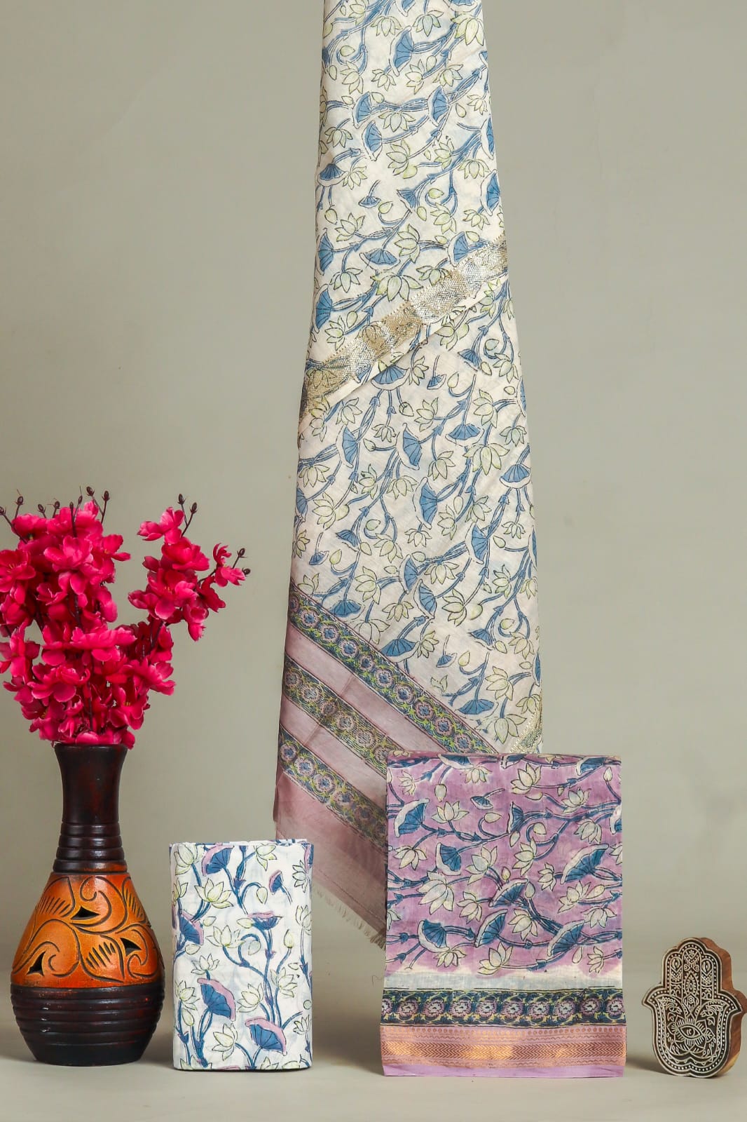 Shalvi's Hand Block Print Maheshwari Silk Suit Set (MSL622)