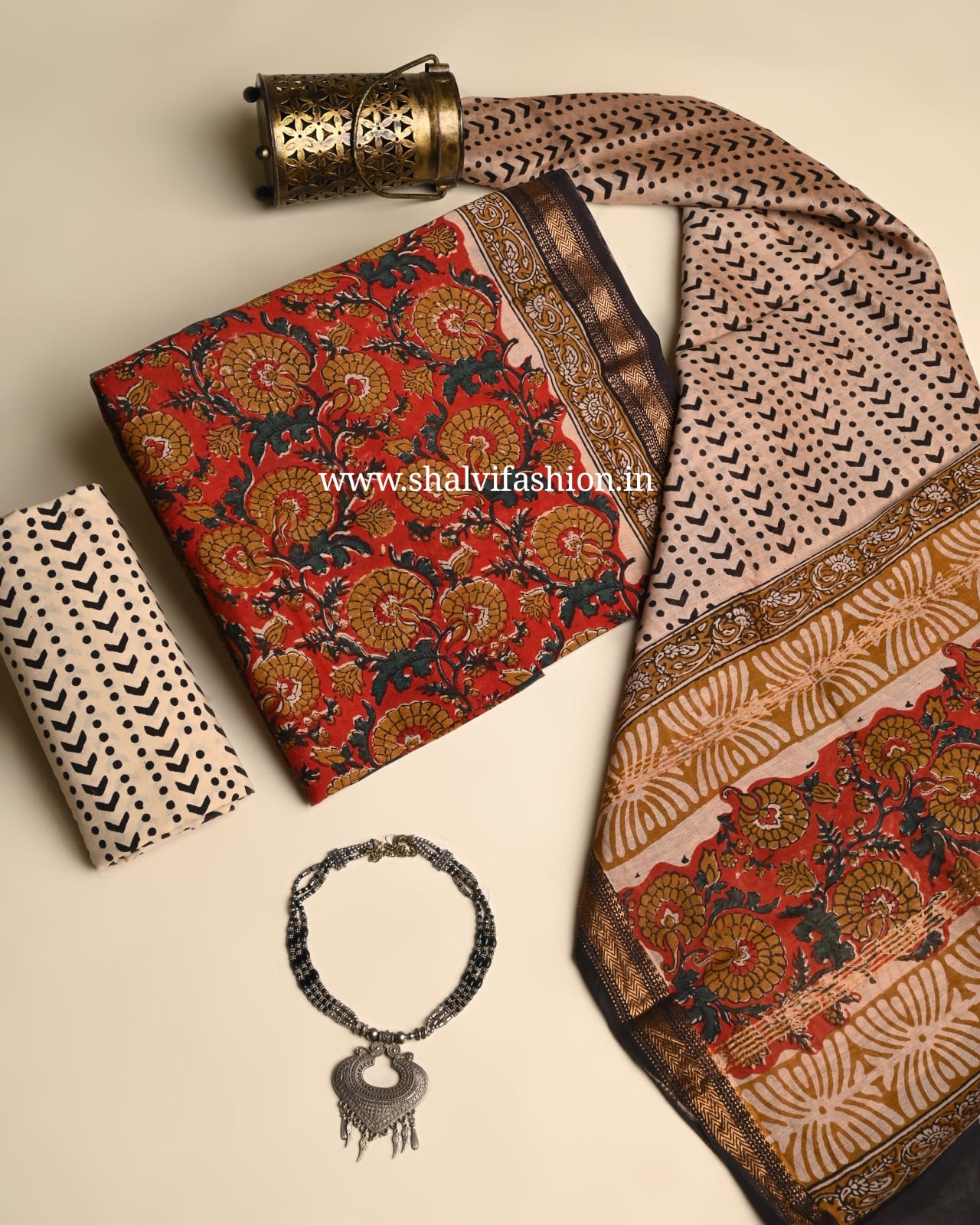 Shop hand block print maheshwari silk suits (MSL625)