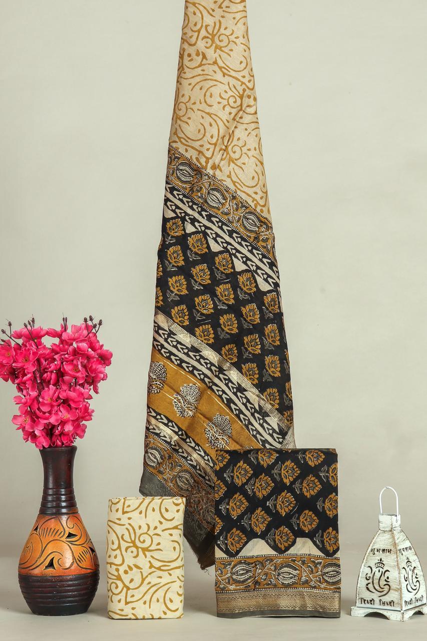 Shop hand block print maheshwari silk suits (MSL636)