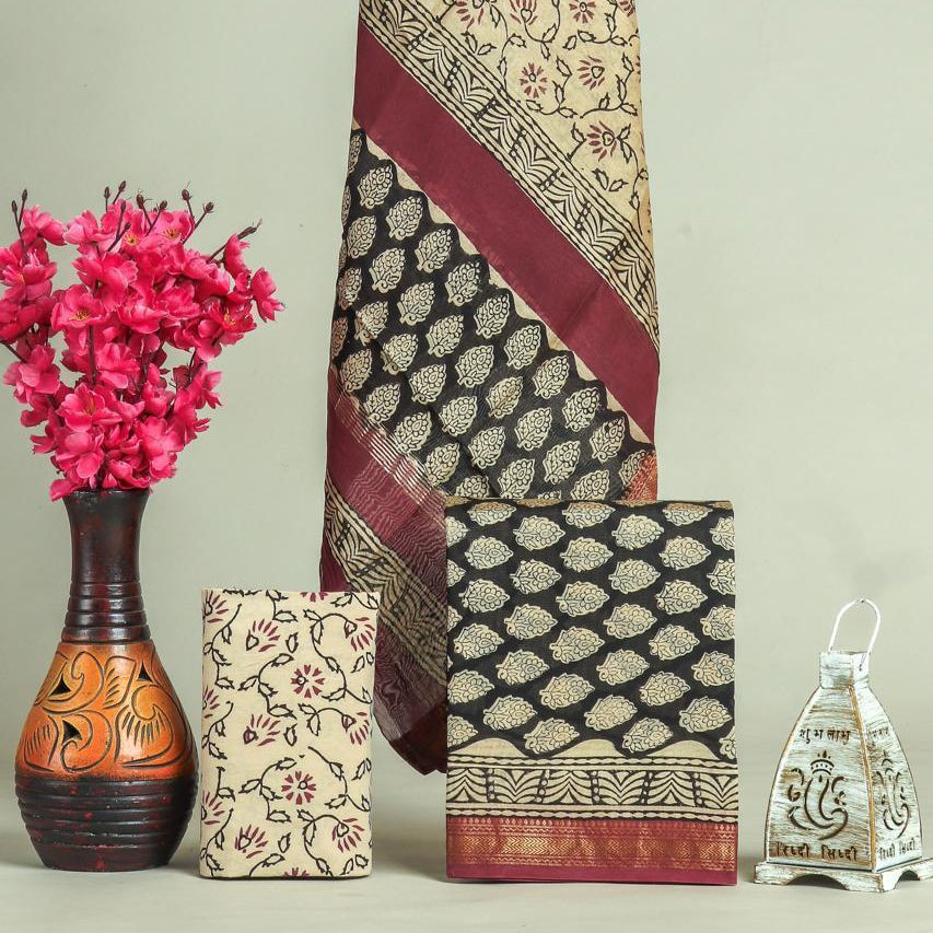 Shop jaipuri block print maheshwari silk suits (MSL638)