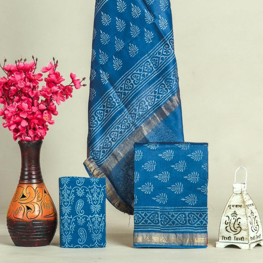 Shop block printed maheshwari silk suits online (MSL659)