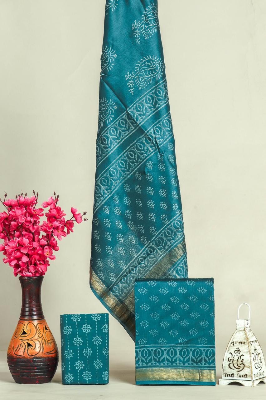 Shop block printed maheshwari silk suits online shopping (MSL660)