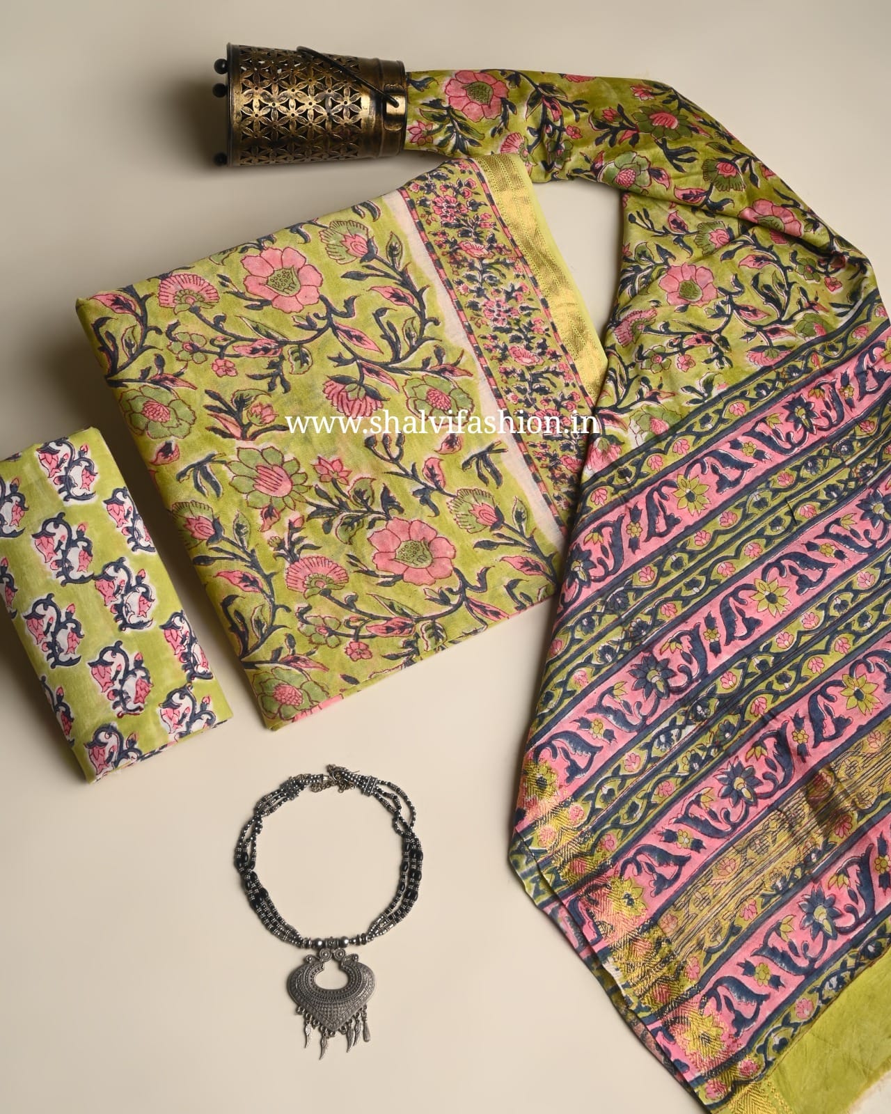 Shop block print maheshwari silk suits (MSL669)