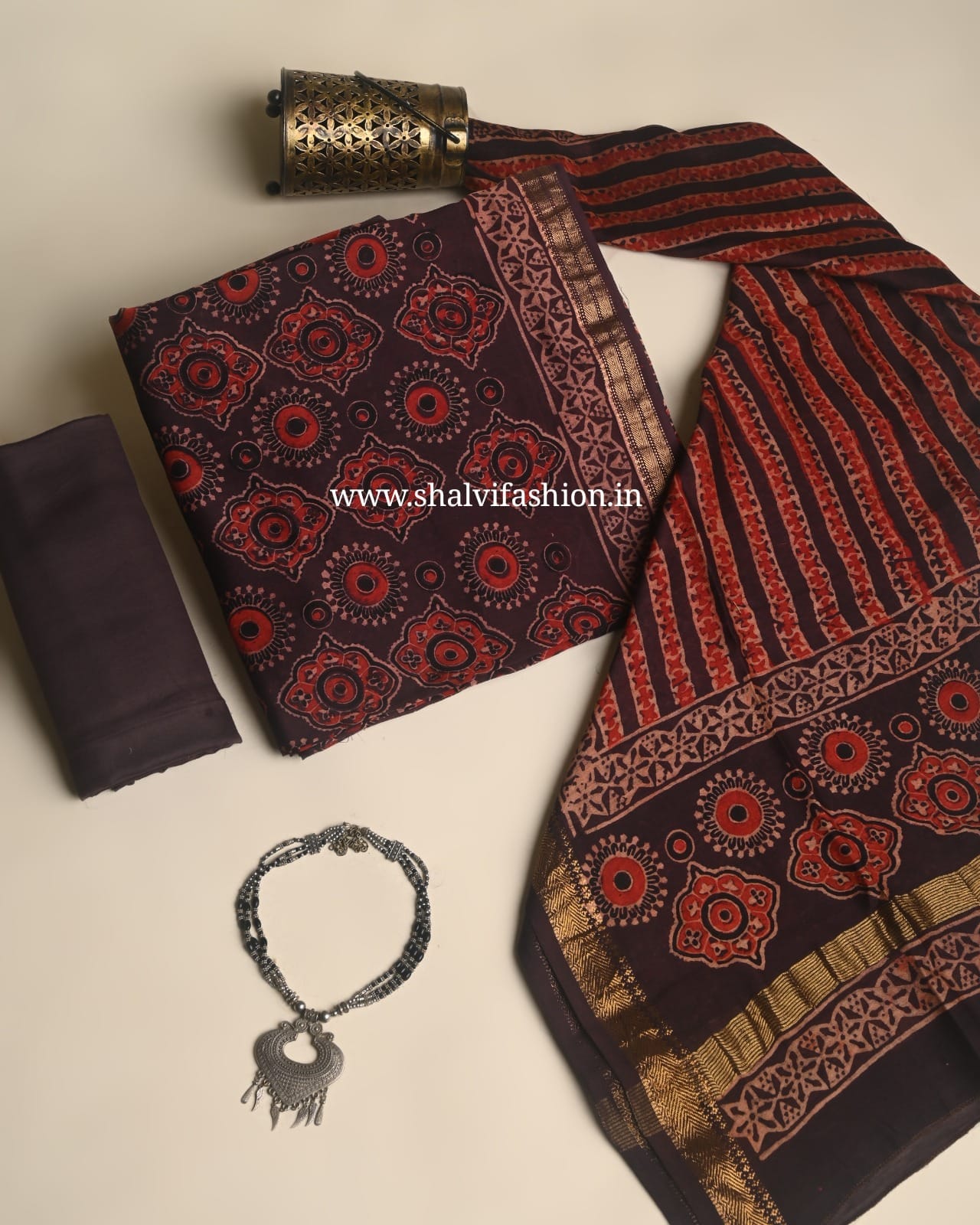 Shop ajrak print maheshwari silk suits online (MSL674)