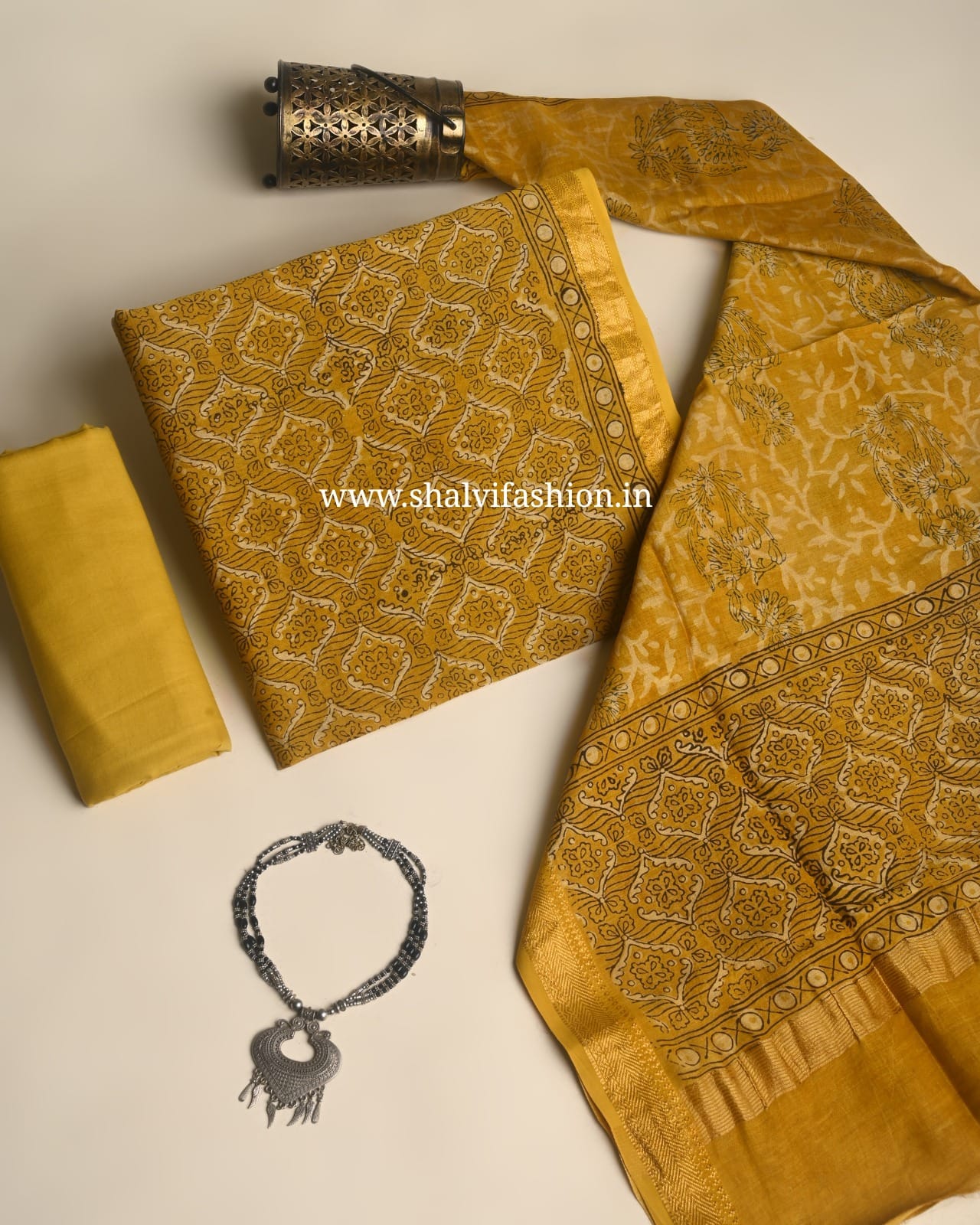 Shop block printed maheshwari silk suits (MSL681)