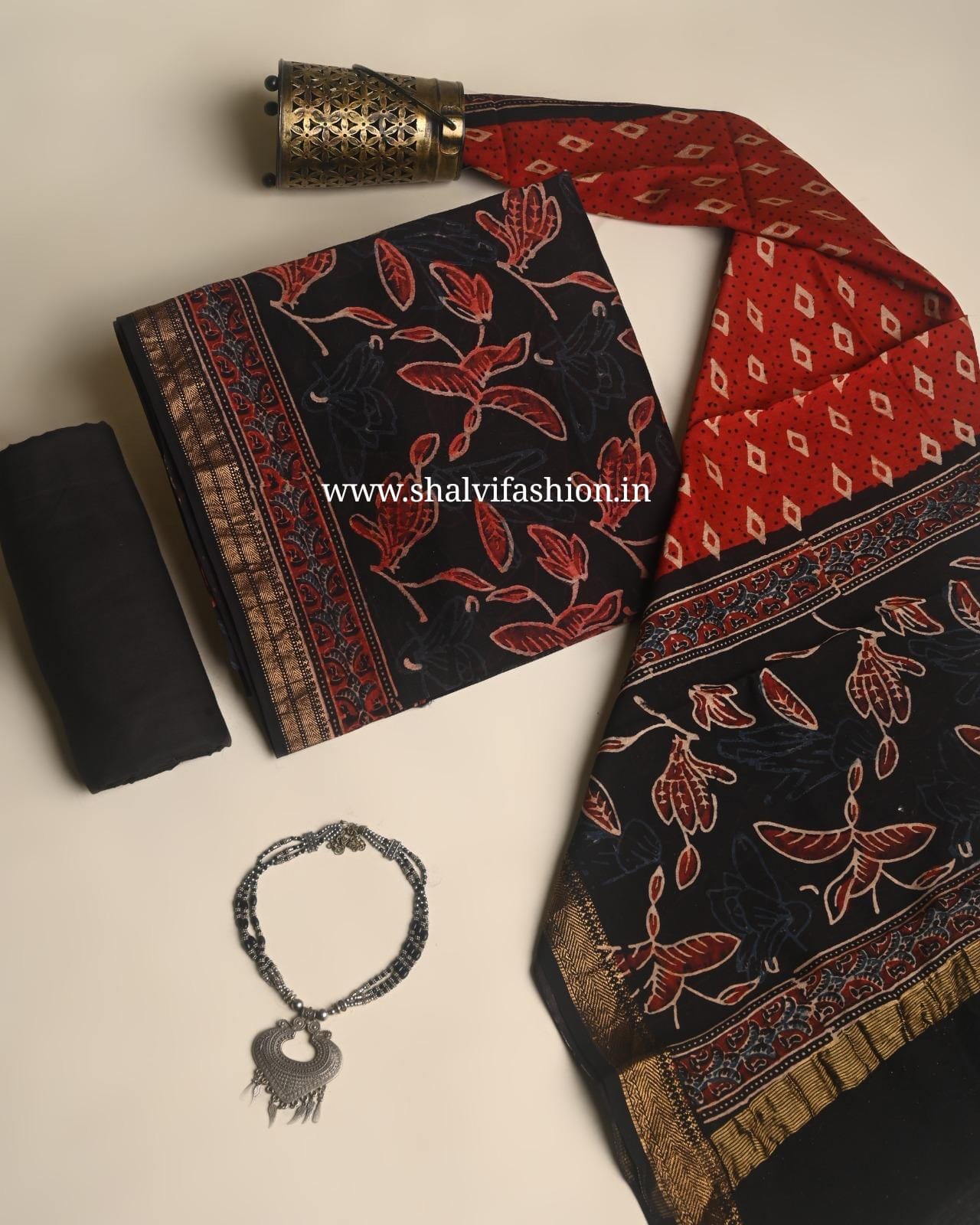 Shop block print maheshwari silk suits online shopping (MSL687)