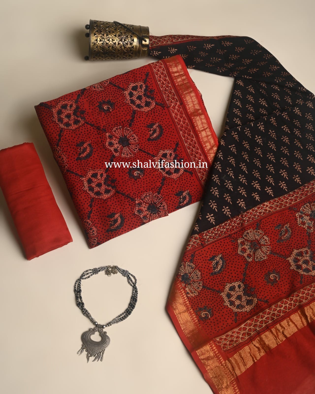 Shop block print maheshwari silk suits online shopping (MSL694)