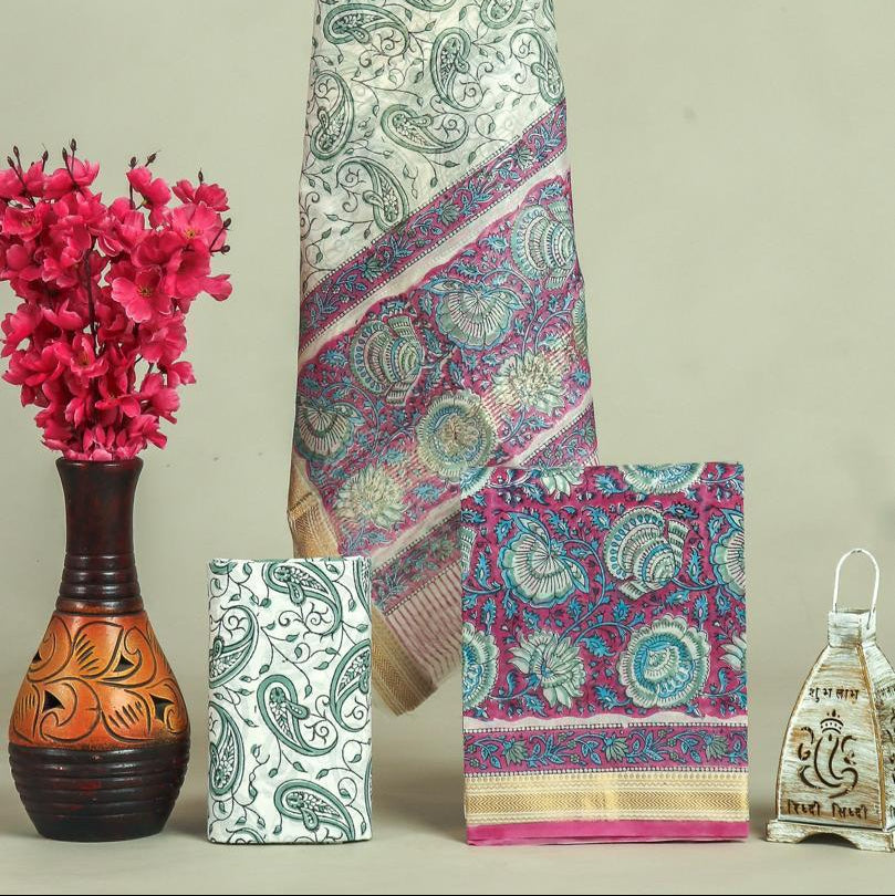Shop unstitched block print maheshwari suits online (MSL706)