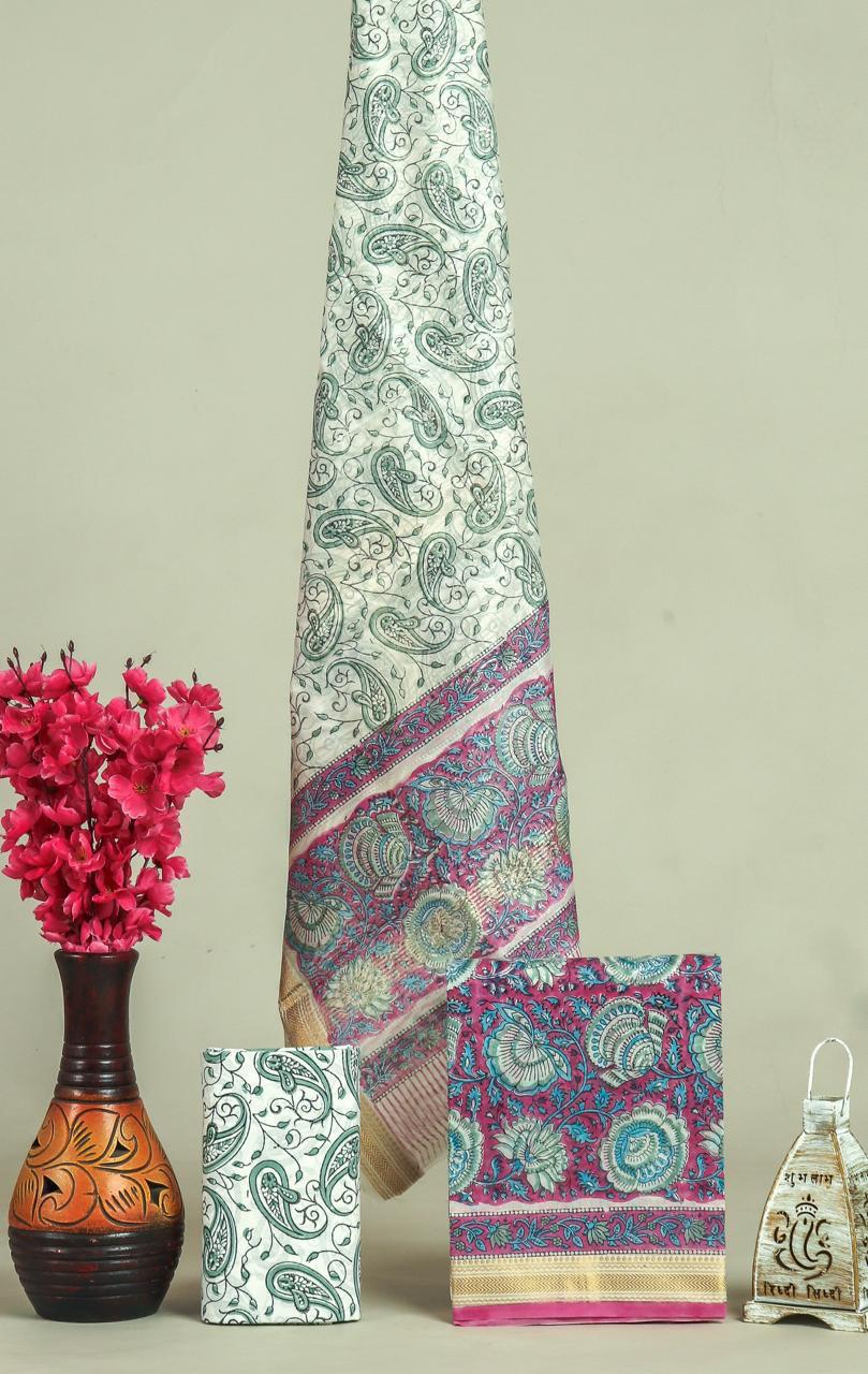 Shop unstitched block print maheshwari suits online (MSL706)