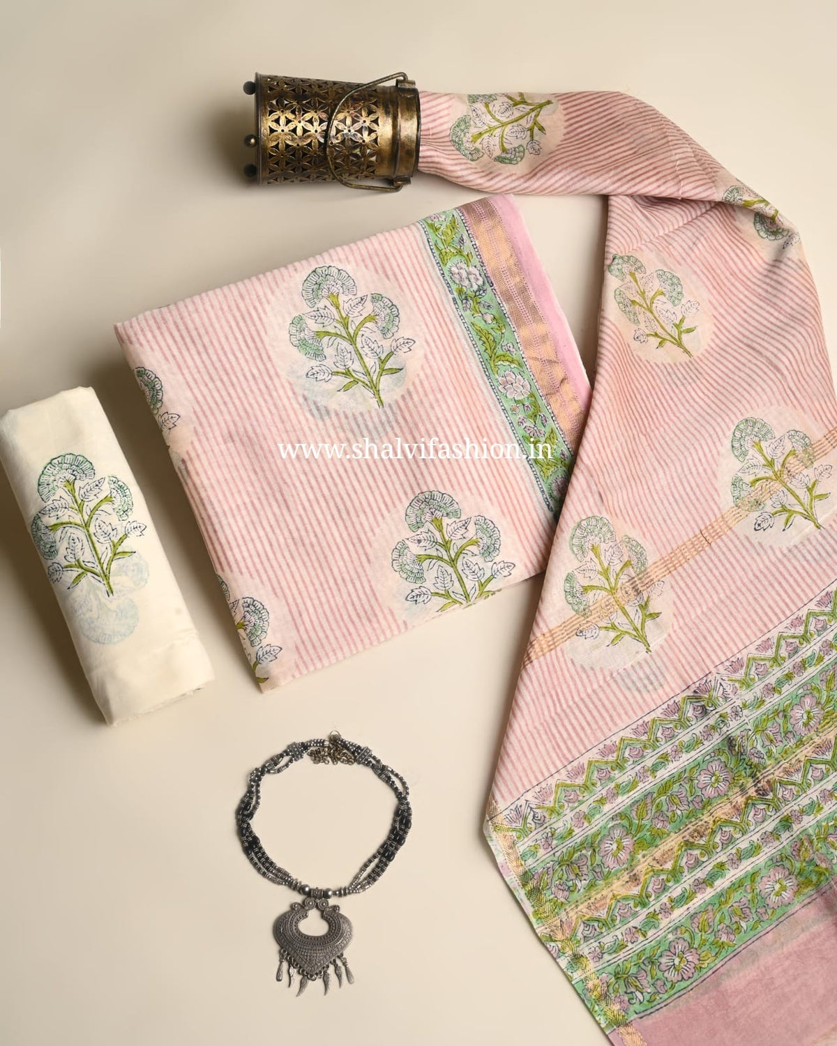Shop unstitched block printed maheshwari silk suits (MSL718)