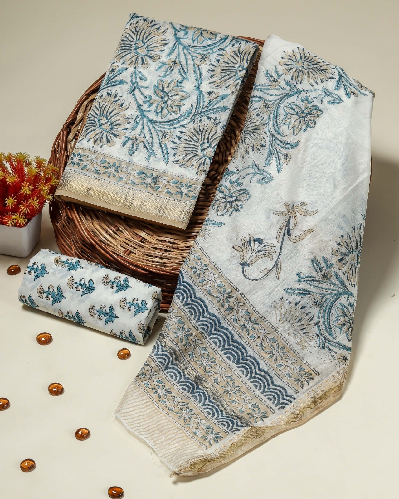 Shop blue jaal print maheshwari silk suits online (MSL88)