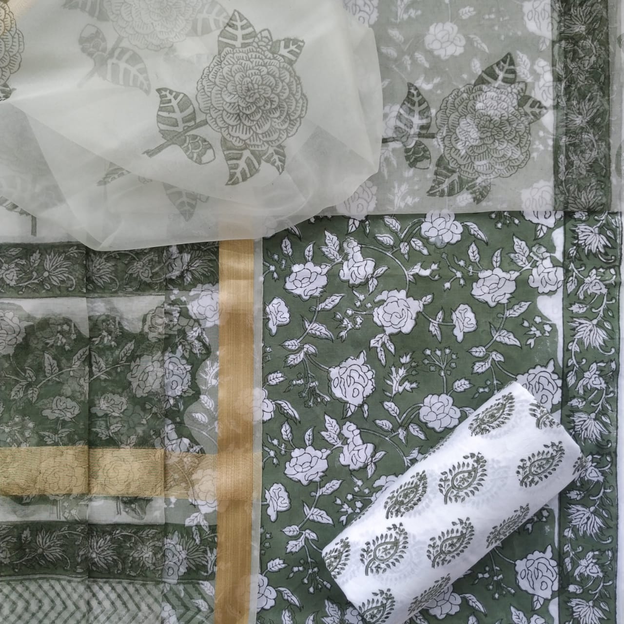 Shop organza dupatta cotton suits online shopping (ORG292)