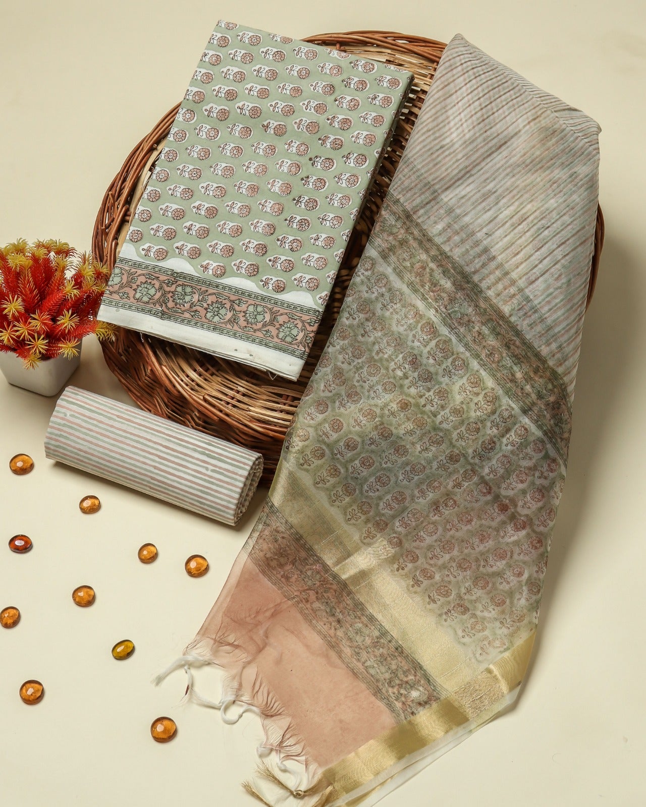 Shop organza dupatta cotton suits online shopping (ORG316)