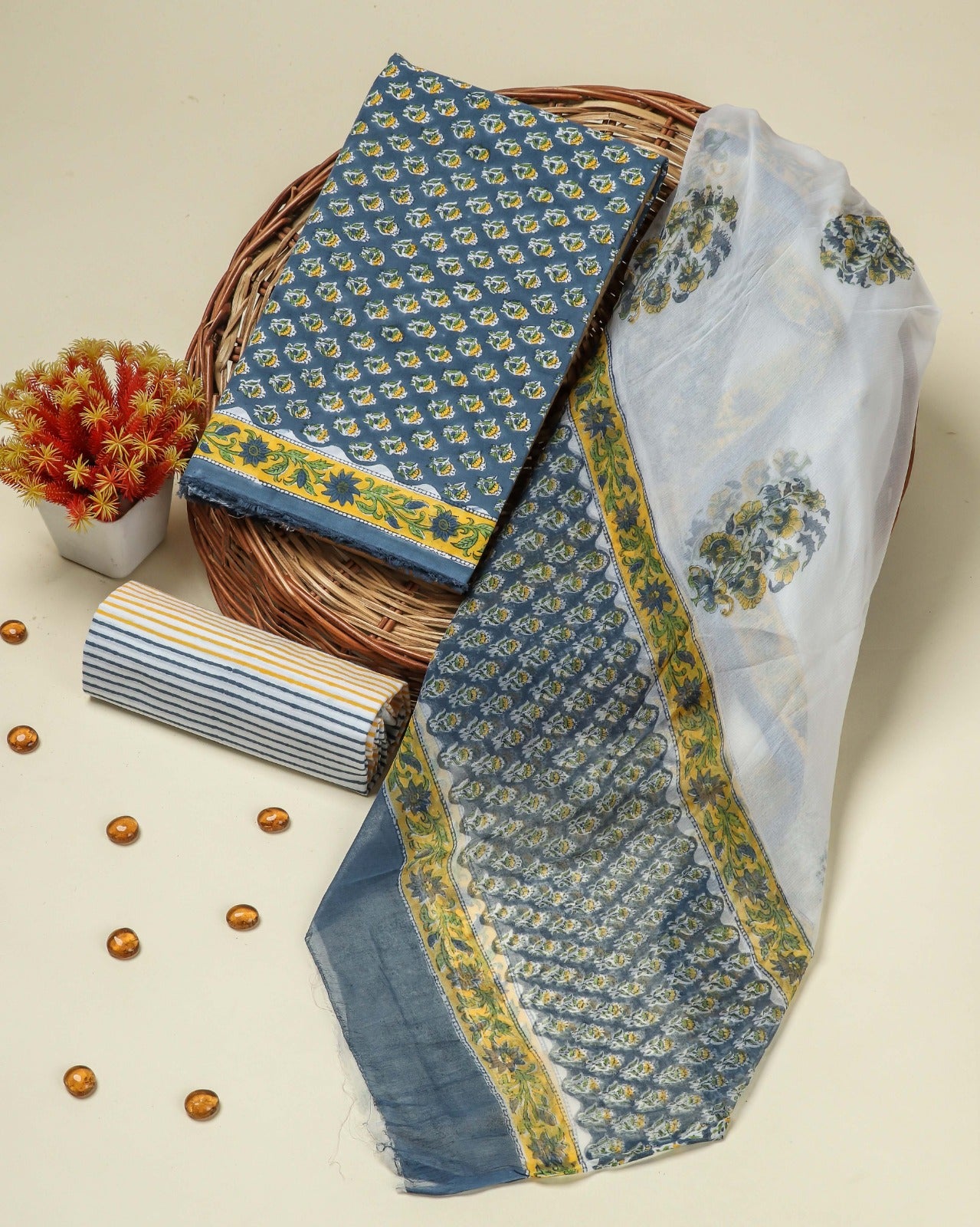 Shop chiffon dupatta cotton suits online (PCHF104)