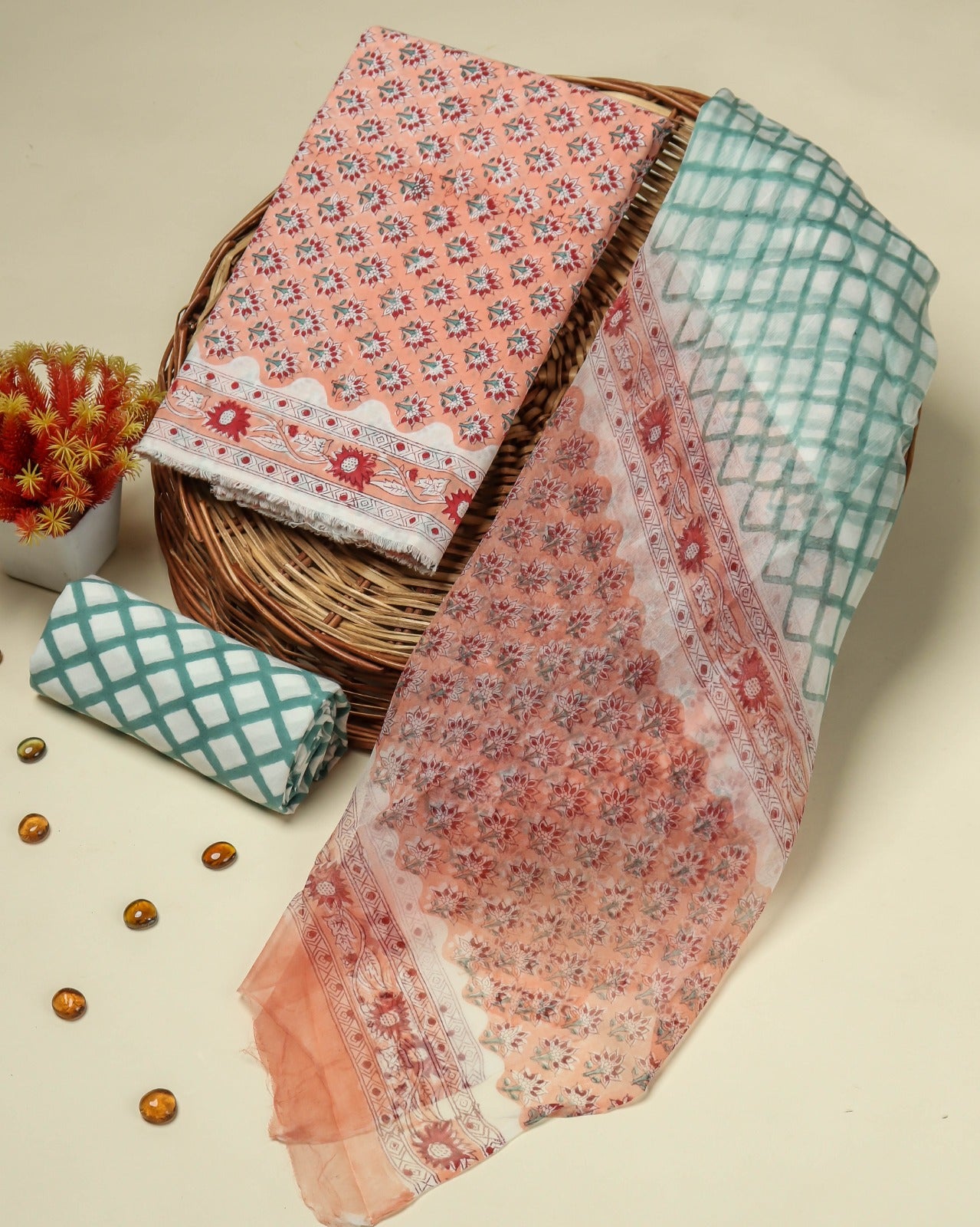 Shop chiffon dupatta cotton suits online shopping (PCHF133)