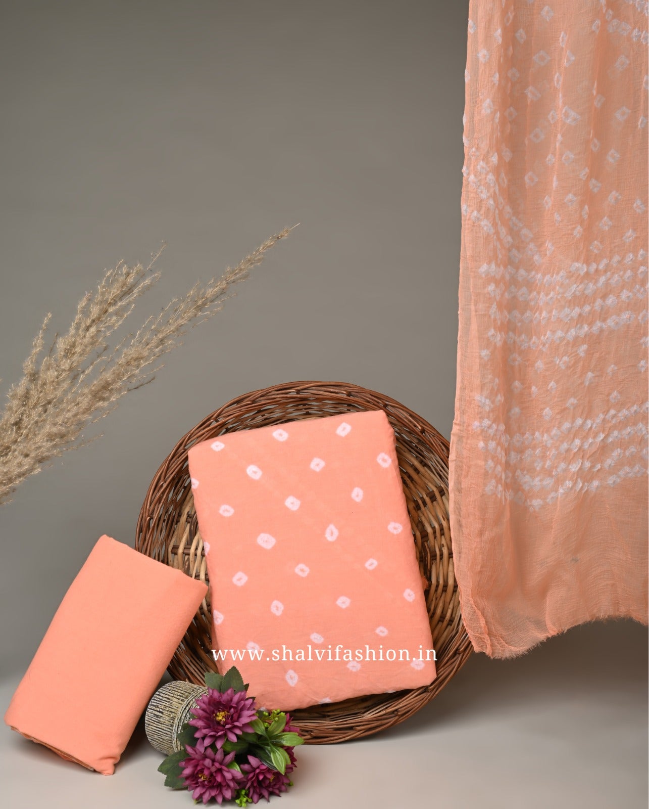 Shop unstitched cotton suits with chiffon dupatta (PCHF262)