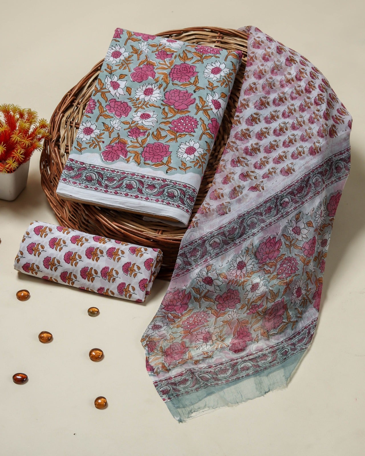 Shop unstitched block print cotton suits online (PCHF502)