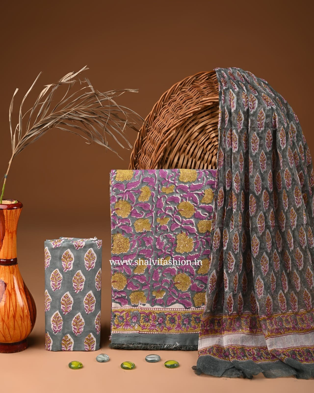 Shop hand block printed cotton suits online (PCHF545)