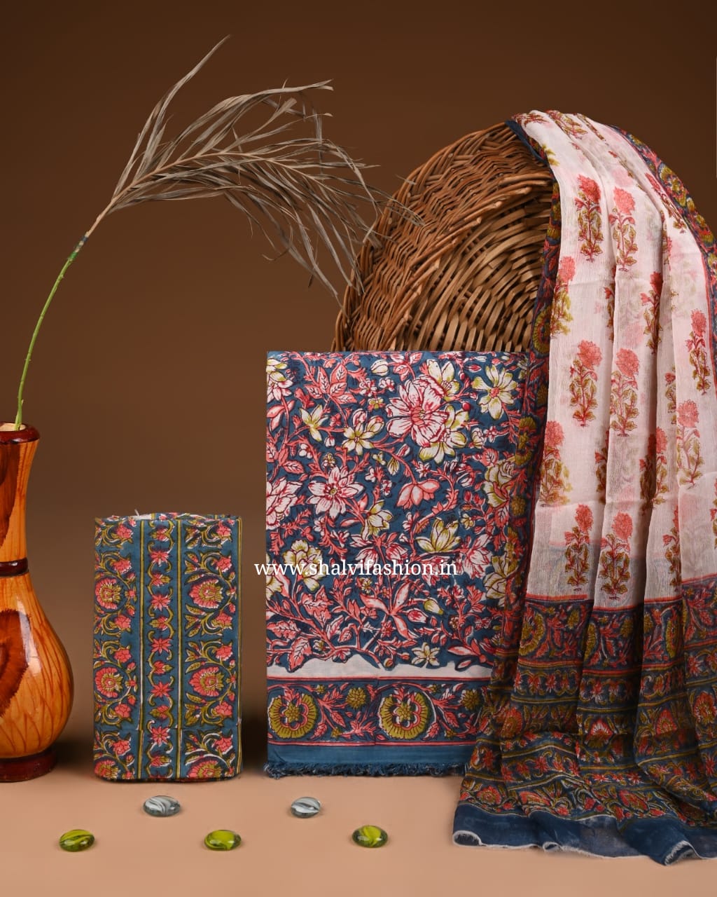 Shop unstitched block print cotton suits online (PCHF566)
